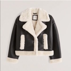 selling abercrombie sherpa lined faux leather jacket